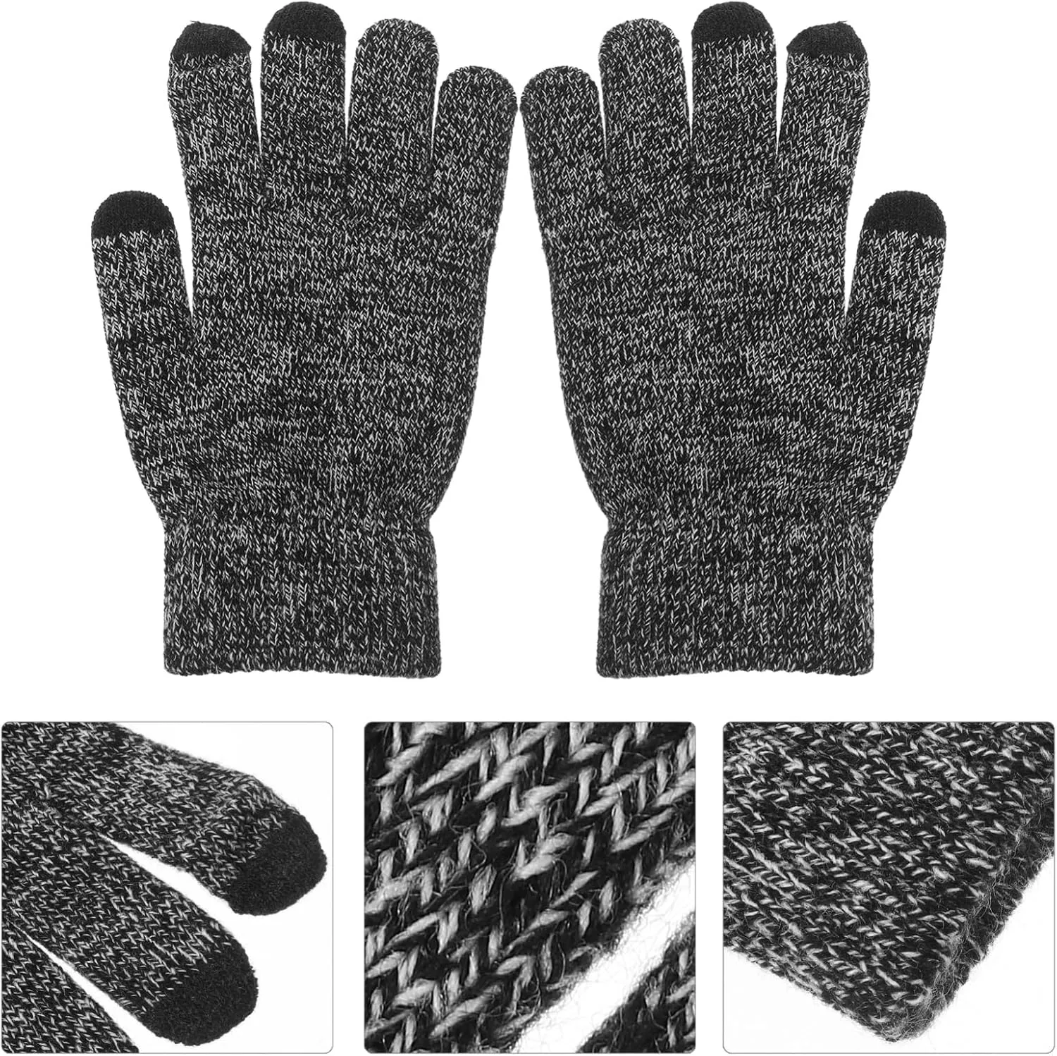 1 Pair Autumn and Winter Knitted Gloves Mens Gloves Mens Gloves Hand Warming Gloves Men's Gloves