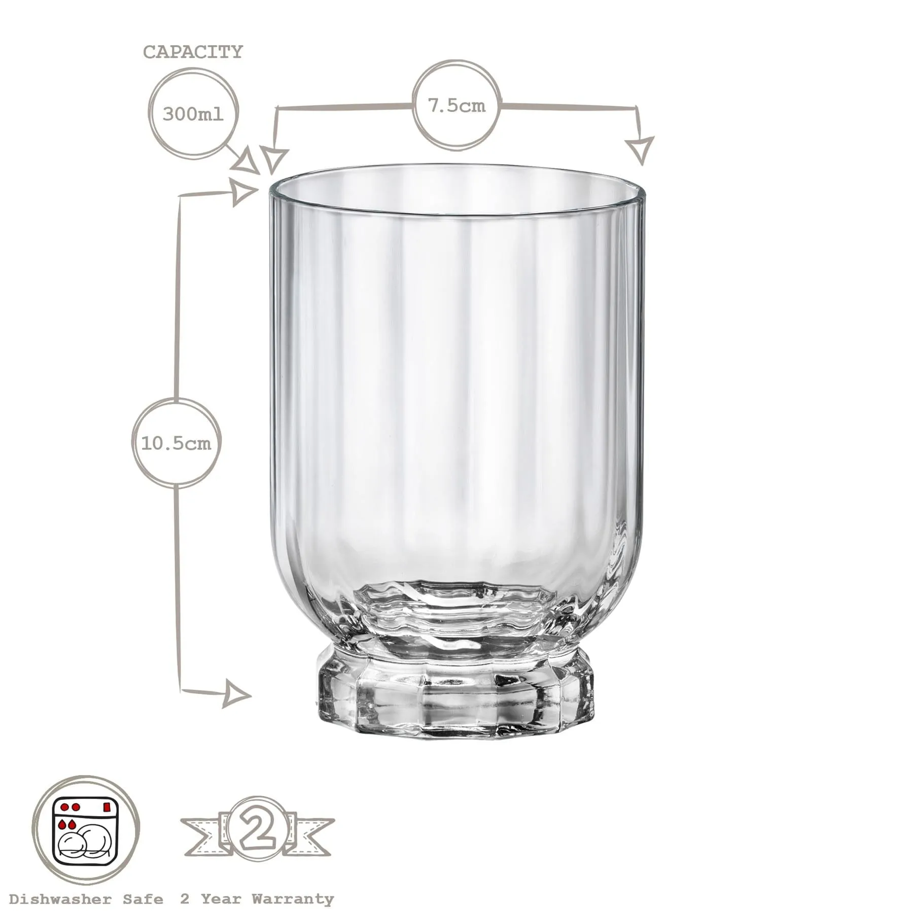 300ml Florian Whisky Glasses - Pack of Six  - By Bormioli Rocco