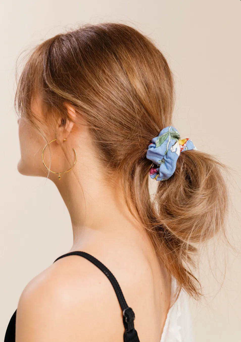Bali Floral Crinkle Scarf Scrunchie | Bow Scrunchie | Pony Scarf | 3-in-1 | Multi-Use Accessory