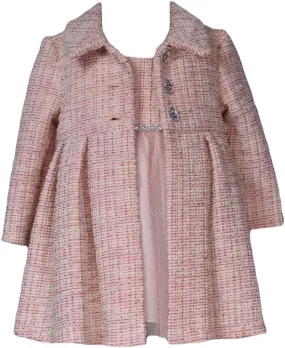 Bonnie Jean Girl's Special Occasion Formal Pink Dress and Coat Set for Baby, Toddler and Little Girls