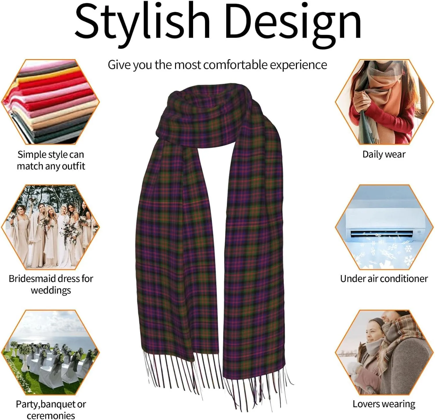 Clan Macdougall Tartan Imitation Cashmere Tassel Scarf Winter Scarf Autumn Softest Classic Warm