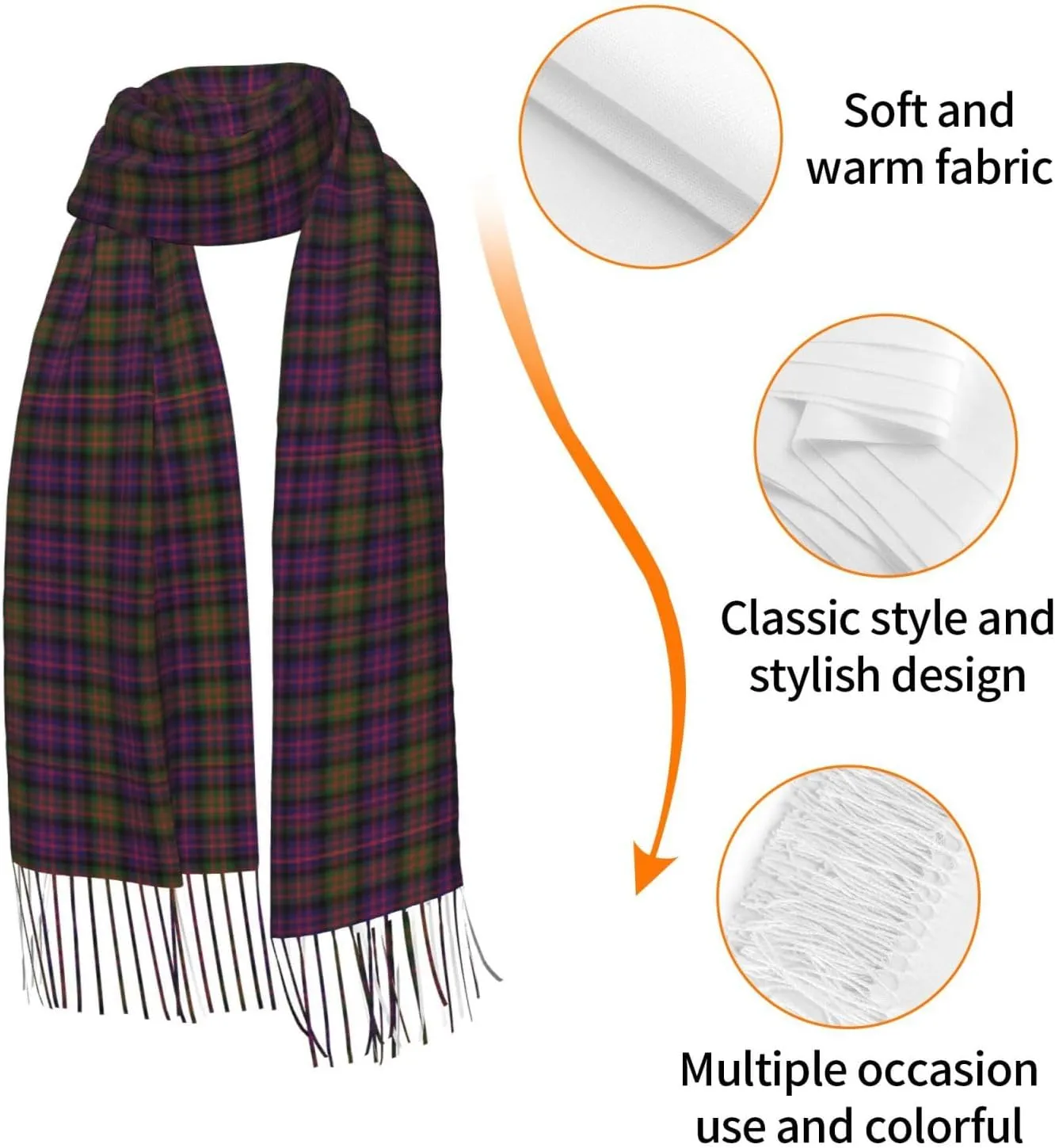 Clan Macdougall Tartan Imitation Cashmere Tassel Scarf Winter Scarf Autumn Softest Classic Warm