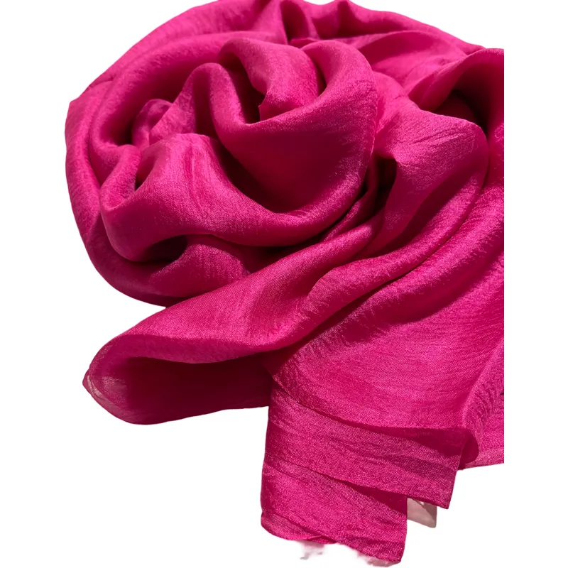 Fuchsia Margilan Silk Gauze for Wet Felting, Craft Fabric Silk Natural Silk Silk For Scarves Hand Dyed, Price for 2 Meters