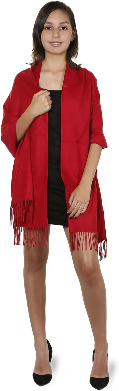 Gilbins Womens Solid Color Large Extra Soft Cashmere Blend Pashmina Shawl Wrap Scarf