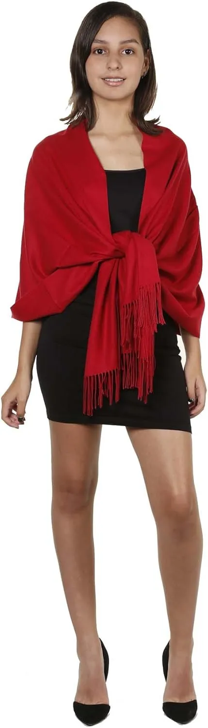 Gilbins Womens Solid Color Large Extra Soft Cashmere Blend Pashmina Shawl Wrap Scarf