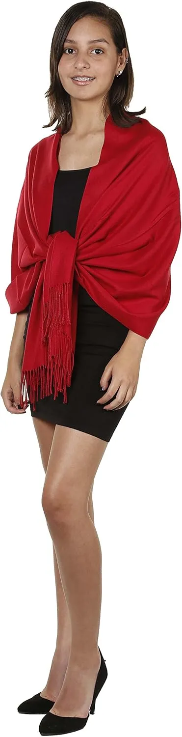 Gilbins Womens Solid Color Large Extra Soft Cashmere Blend Pashmina Shawl Wrap Scarf