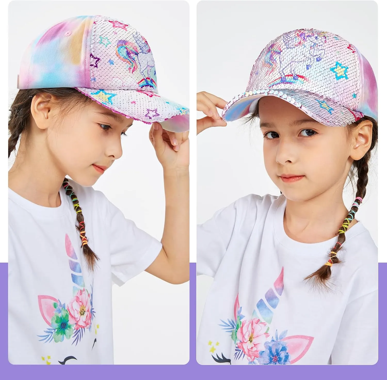 Kids Baseball Hat Unicorn Girls Baseball Cap Toddler Trucker Hat Girls Hats for Kids Ages 4-8