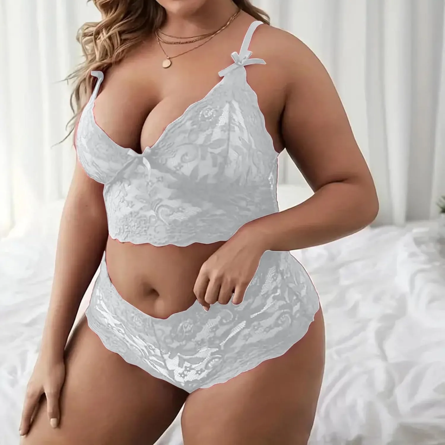 Lingerie Lace Set For Women Sexy Halter Bralette High Waist Panty Bra and