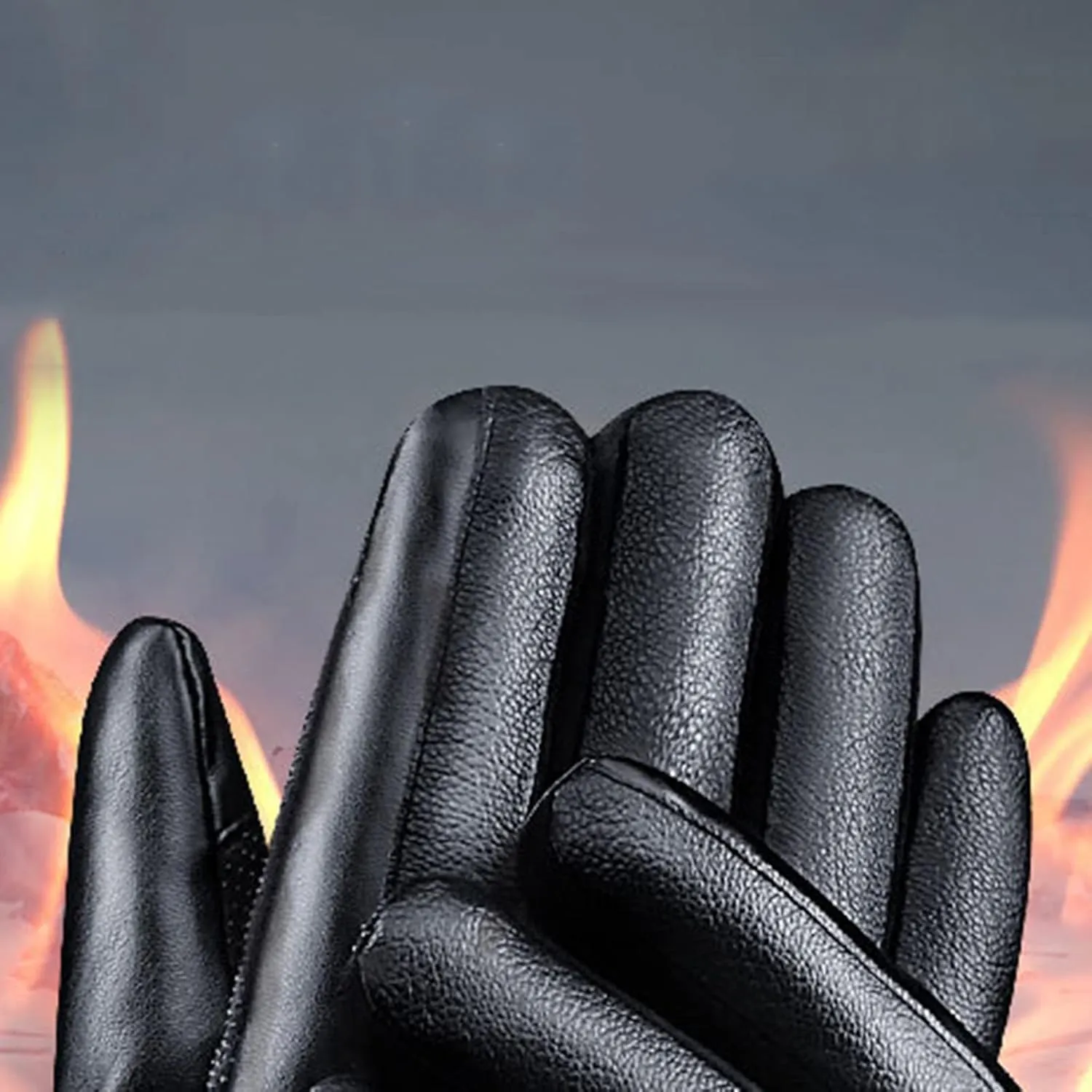 Men Winter PU Leather Touchscreen Texting Warm Driving Gloves All Fingers Gloves for Outdoor Cold Weather