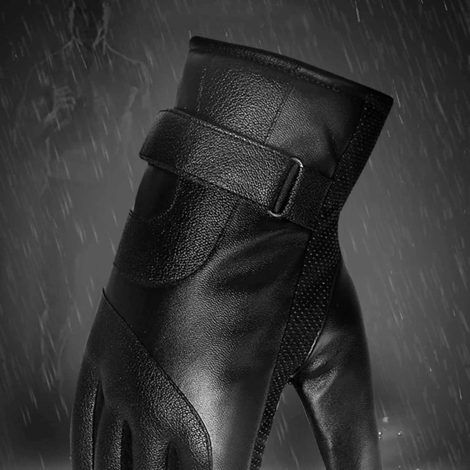 Men Winter PU Leather Touchscreen Texting Warm Driving Gloves All Fingers Gloves for Outdoor Cold Weather