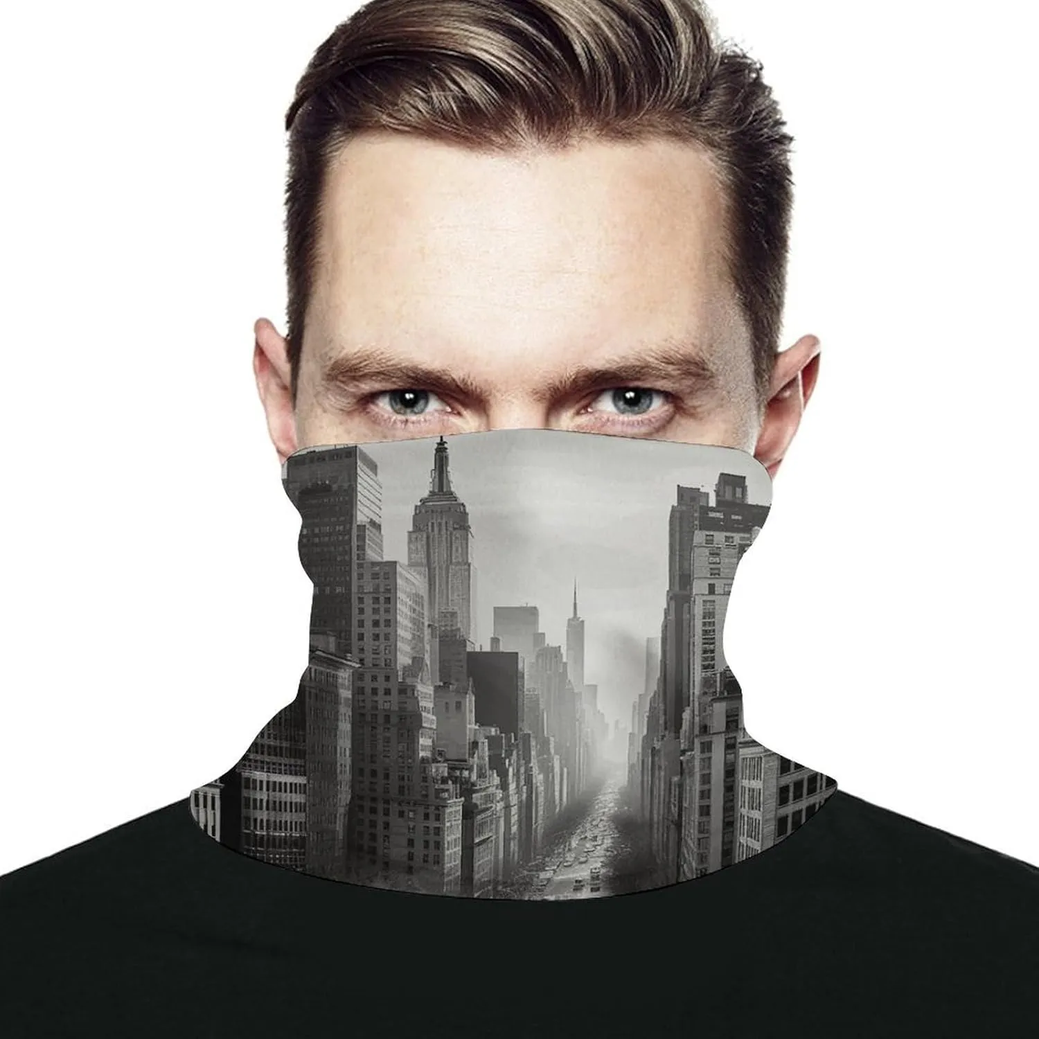Neck Gaiter Black And White New York Face Cover for Men Women Cold Weather Scarf Breathable Face Mask Wind-proof Balaclava Face Mask for Skiing Fishing Hiking Cycling