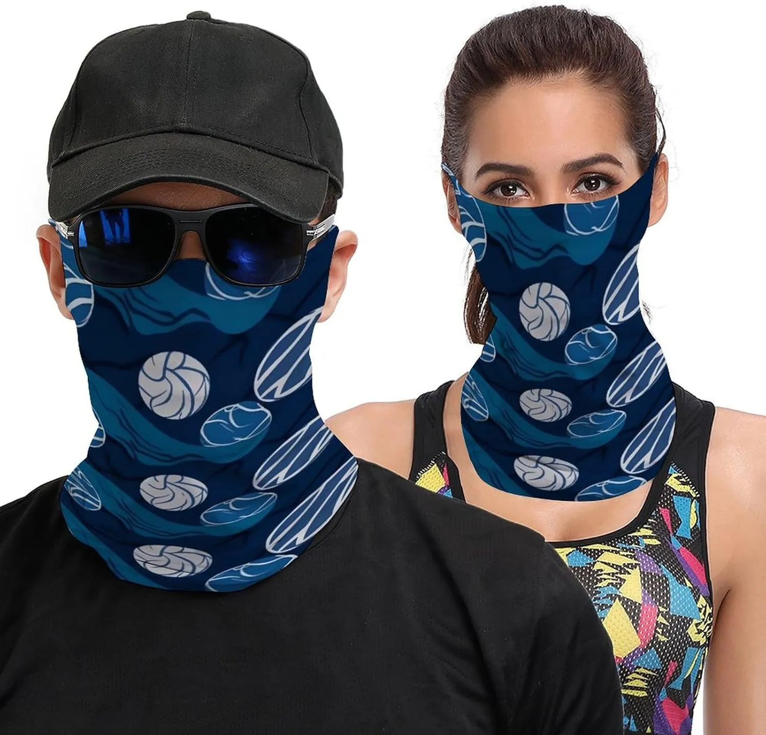 Neck Gaiter Blue Volleyball Face Mask for Travel Face Cover Scarf for Men Women Elastic Headbands Wind-proof Bandana for Skiing Fishing Hiking Cycling