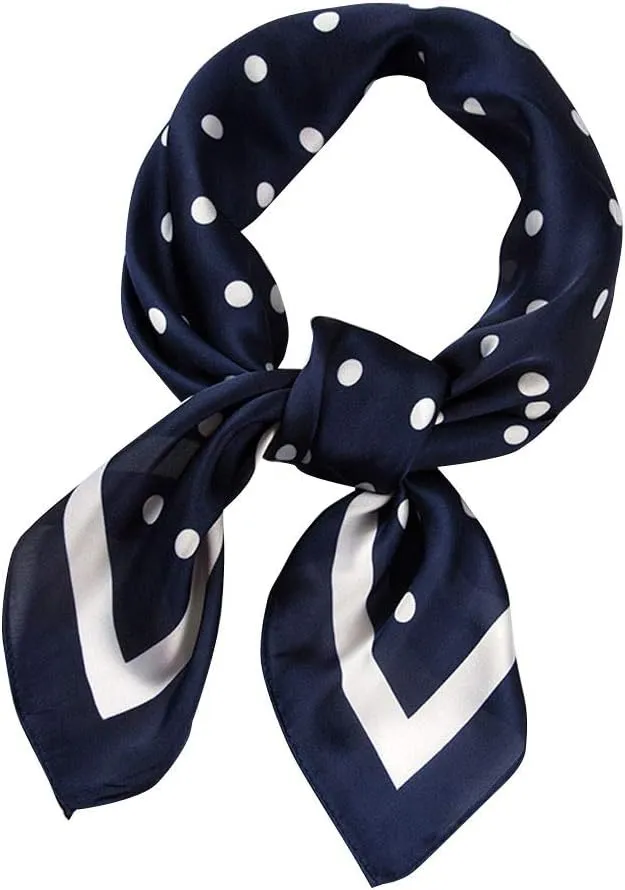 Polka Ribbon Kerchief Scarves Scarf Scarf Women Dot 70x70cm Neck Scarf Scarf Women for Winter (Navy, 70X70cm)