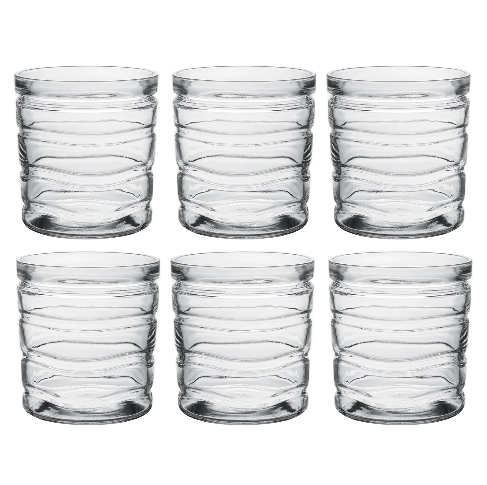 Red Co. Modern Design Eco² Vitalis, Environmentally Friendly Glass Drinkware Set, Set of 6 Short Glasses, 14 oz