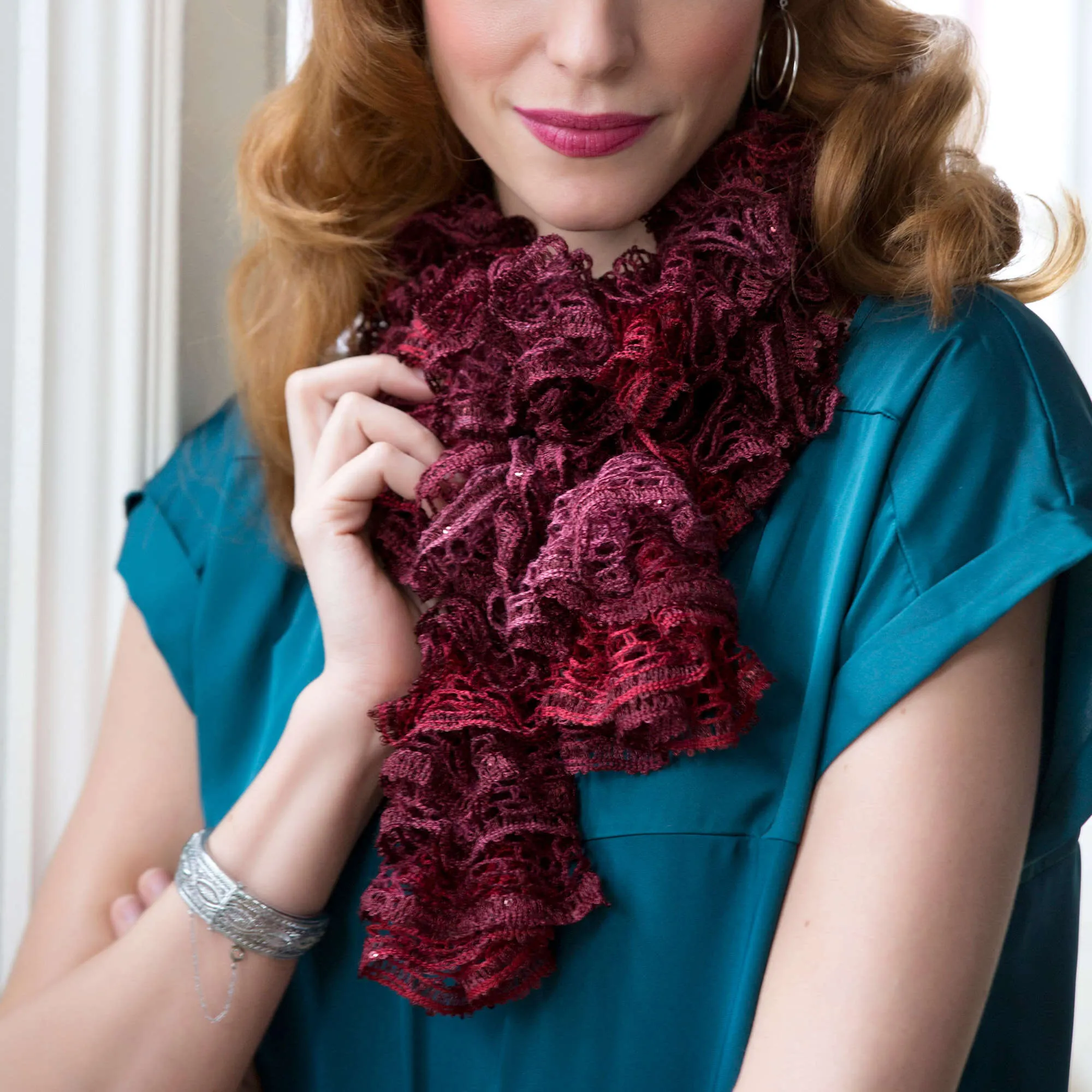 Red Heart Crochet Desiree's Ruffled Scarf