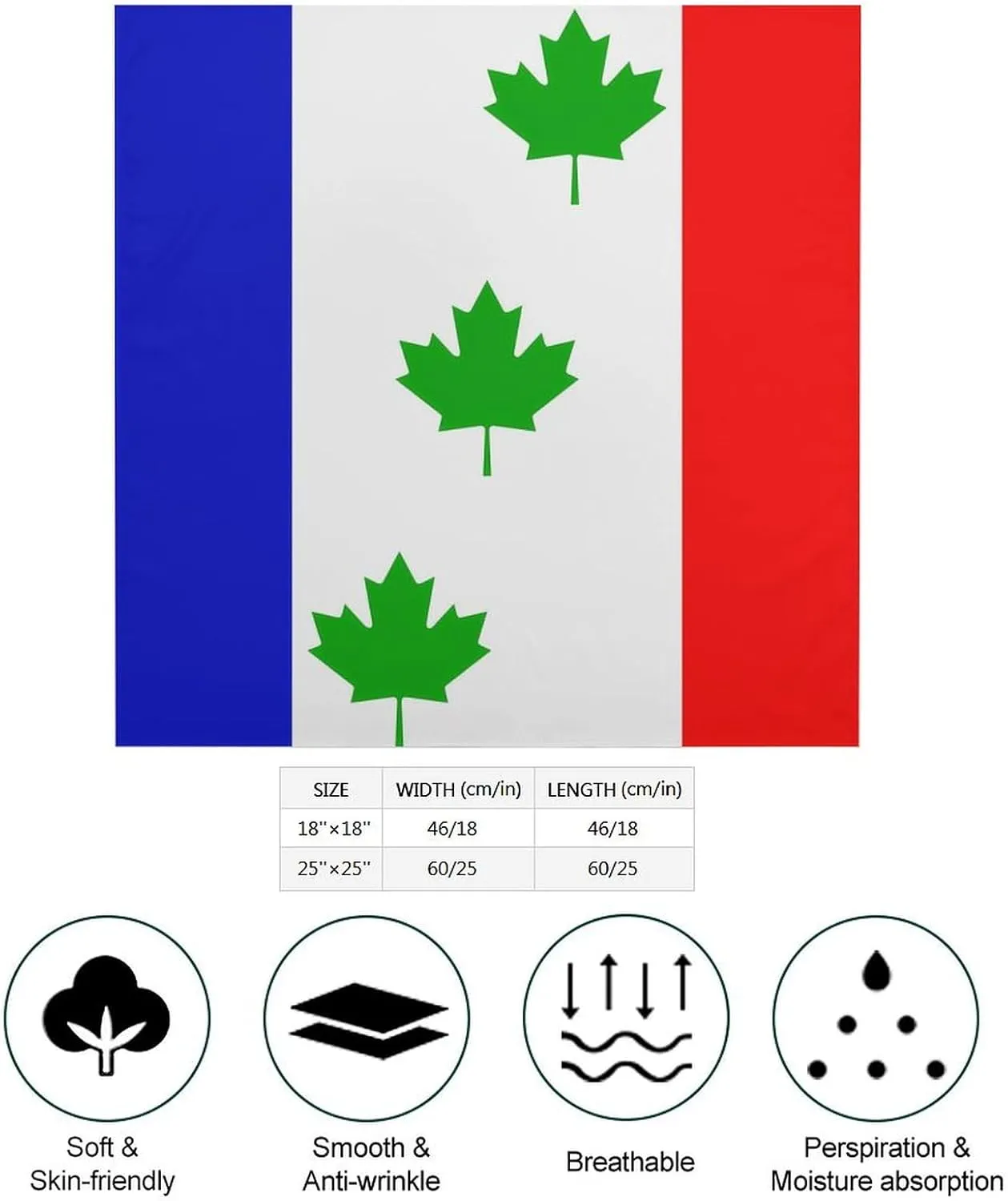 Saint-phrem-de-Beauce Flag Breathable Square Silk Scarf Fashion Pattern Lightweight Neck Hair Head Scarves
