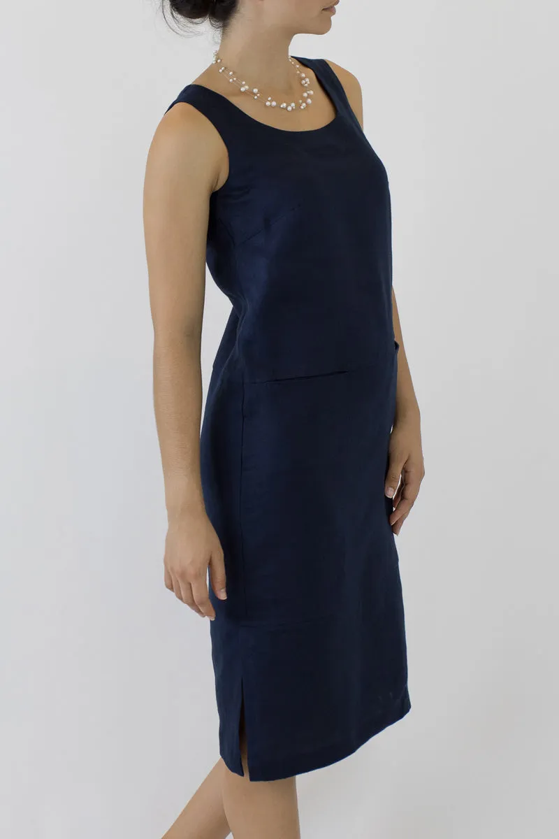 Shift Linen Column Dress ML-06