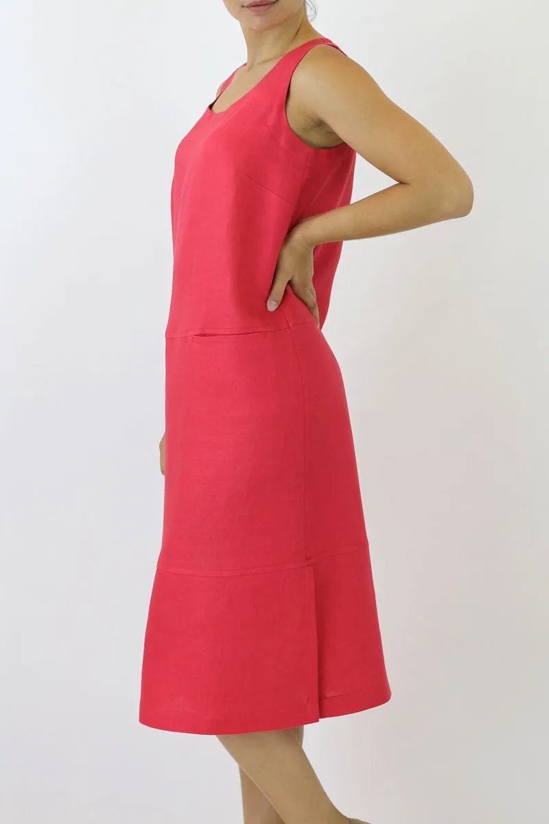 Shift Linen Column Dress ML-06
