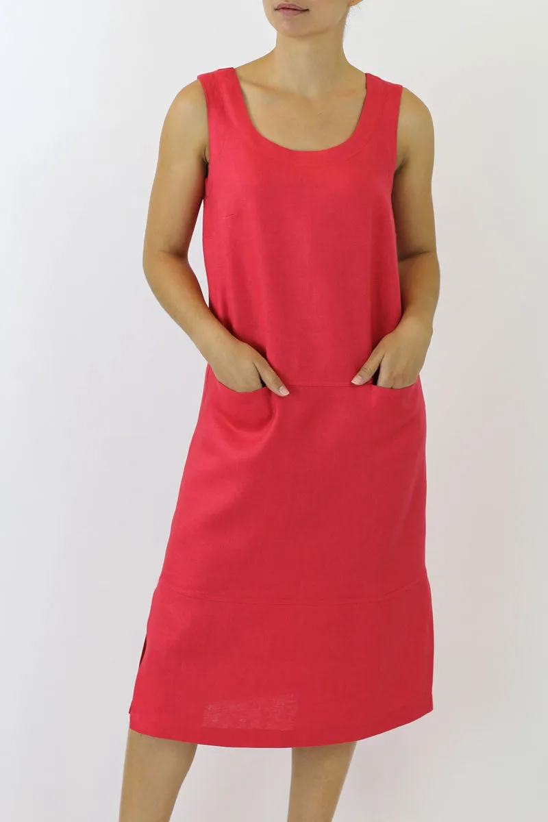 Shift Linen Column Dress ML-06
