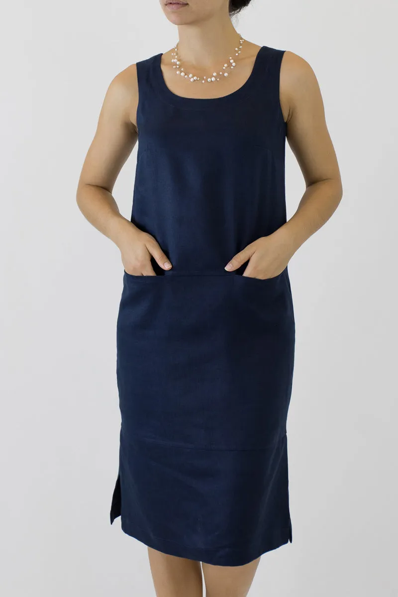 Shift Linen Column Dress ML-06