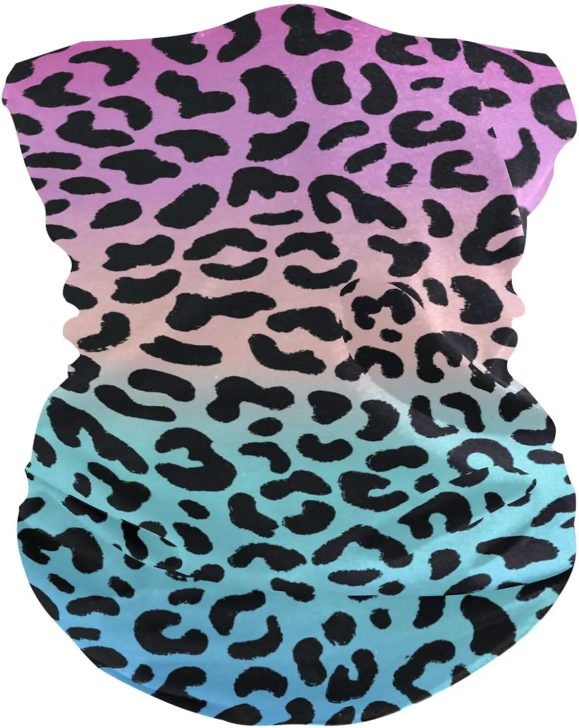 susiyo Gradient Pink and Blue Leopard Print Bandana Face Mask Neck Gaiter UV Sun Protection Face Scarf for Outdoor Running