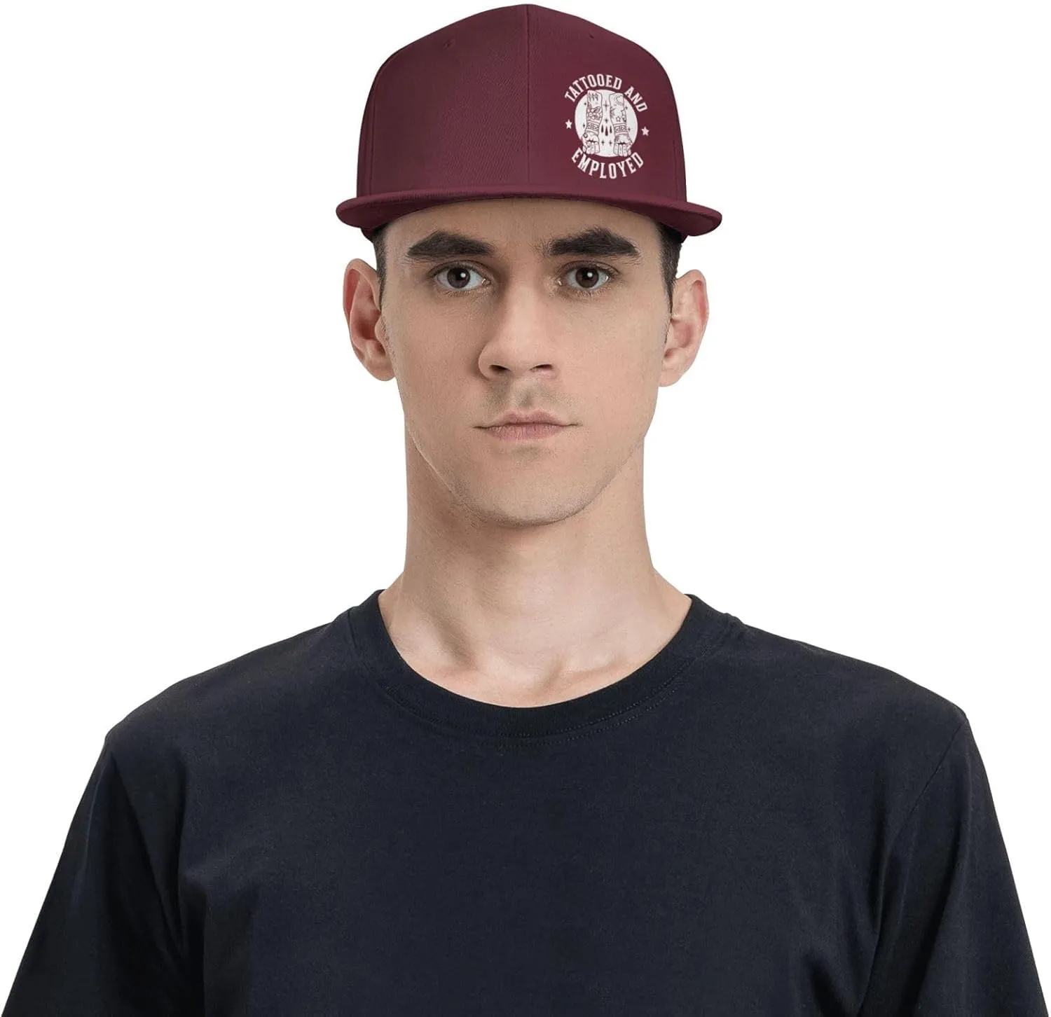 Tattooed and Employed Flat Bill Baseball Cap Funny Snapback Hat Hip Hop Adjustable Dad Trucker Hats