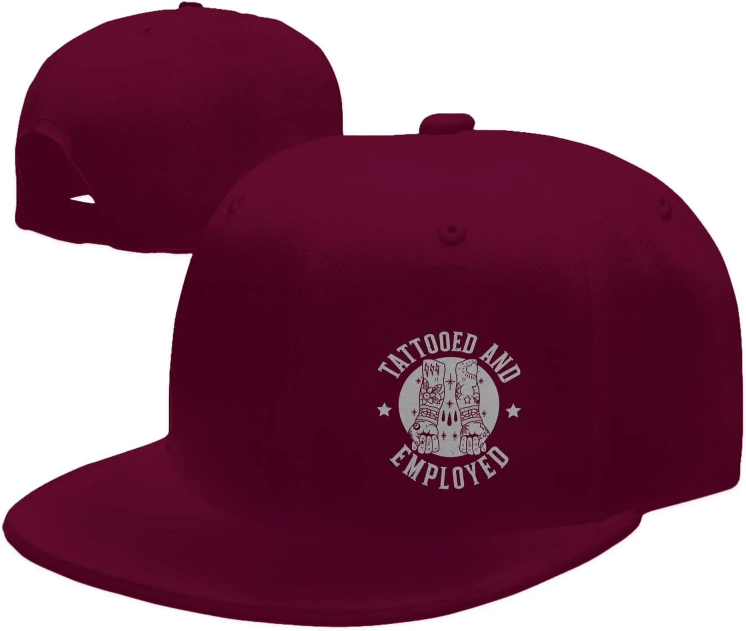 Tattooed and Employed Flat Bill Baseball Cap Funny Snapback Hat Hip Hop Adjustable Dad Trucker Hats