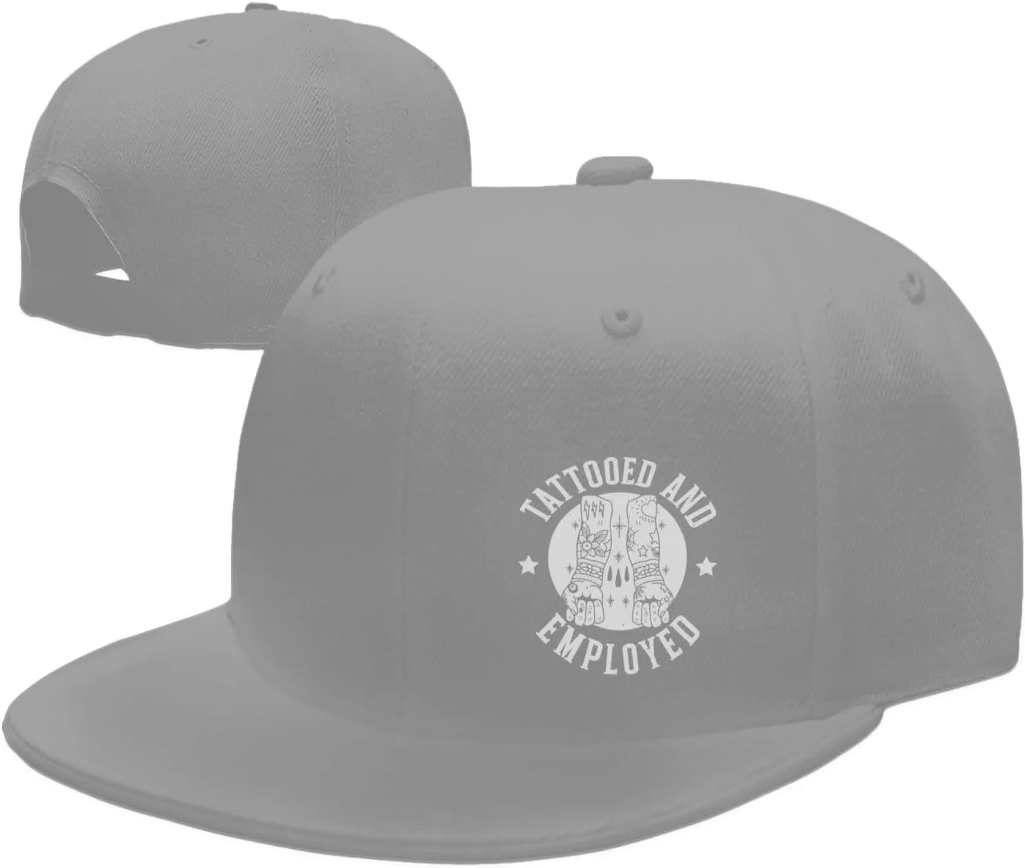 Tattooed and Employed Flat Bill Baseball Cap Funny Snapback Hat Hip Hop Adjustable Dad Trucker Hats