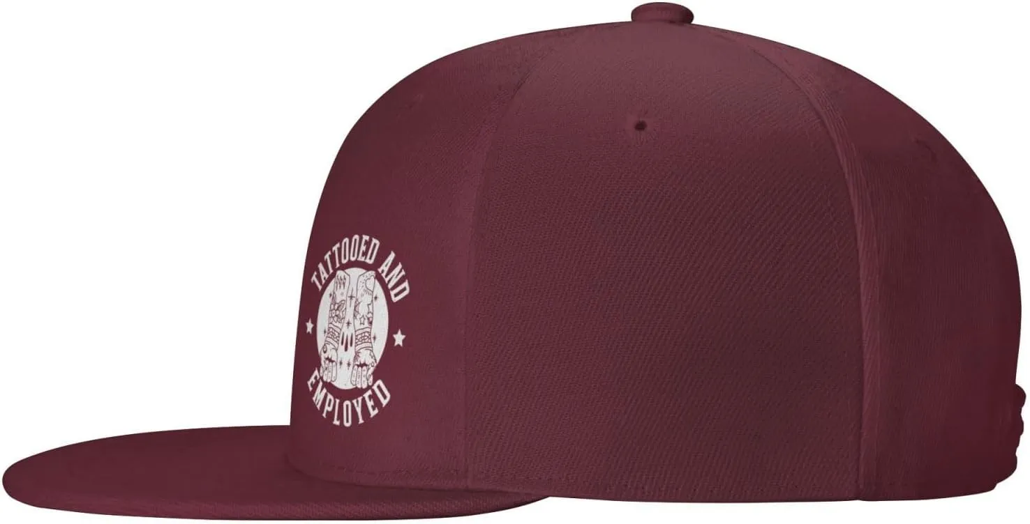 Tattooed and Employed Flat Bill Baseball Cap Funny Snapback Hat Hip Hop Adjustable Dad Trucker Hats