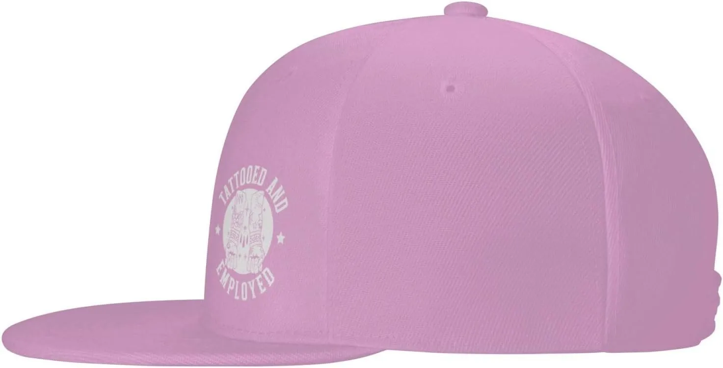 Tattooed and Employed Flat Bill Baseball Cap Funny Snapback Hat Hip Hop Adjustable Dad Trucker Hats