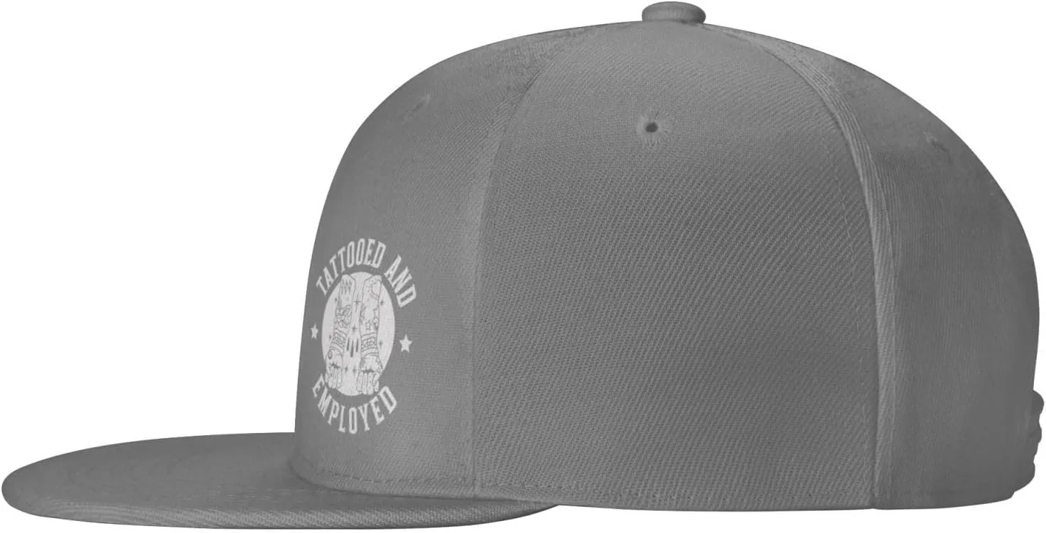 Tattooed and Employed Flat Bill Baseball Cap Funny Snapback Hat Hip Hop Adjustable Dad Trucker Hats