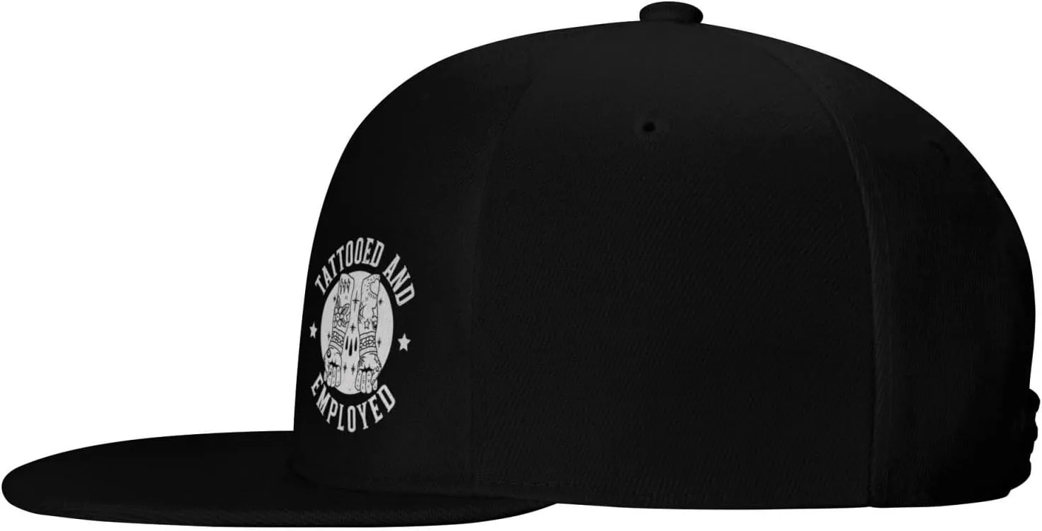 Tattooed and Employed Flat Bill Baseball Cap Funny Snapback Hat Hip Hop Adjustable Dad Trucker Hats