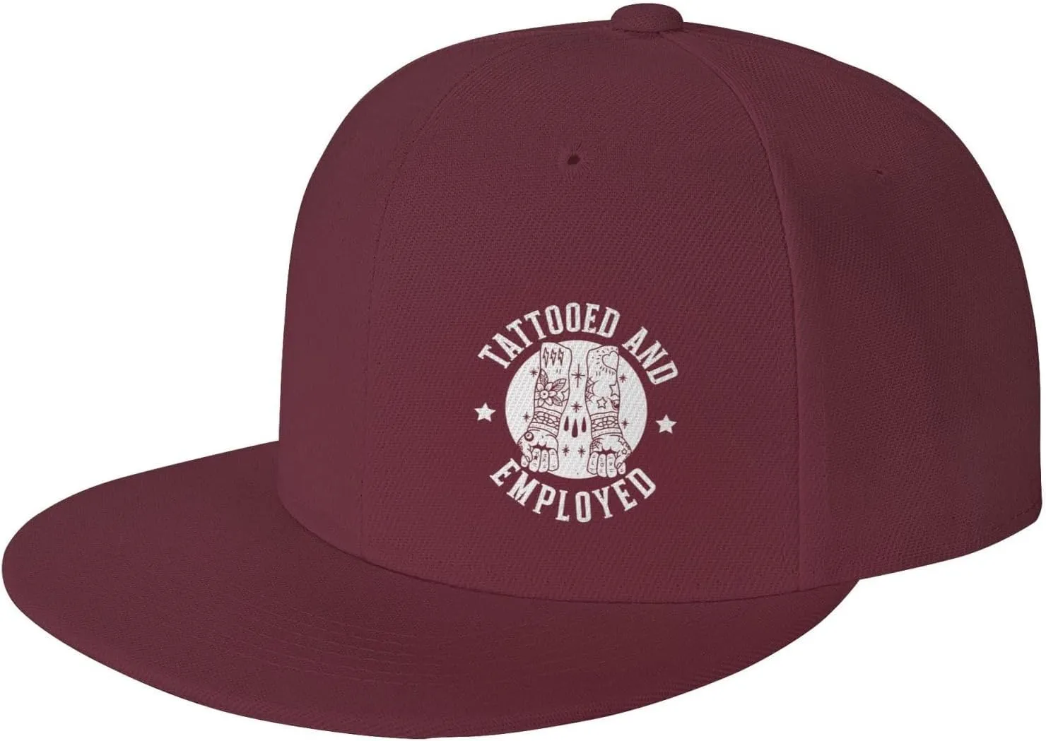 Tattooed and Employed Flat Bill Baseball Cap Funny Snapback Hat Hip Hop Adjustable Dad Trucker Hats