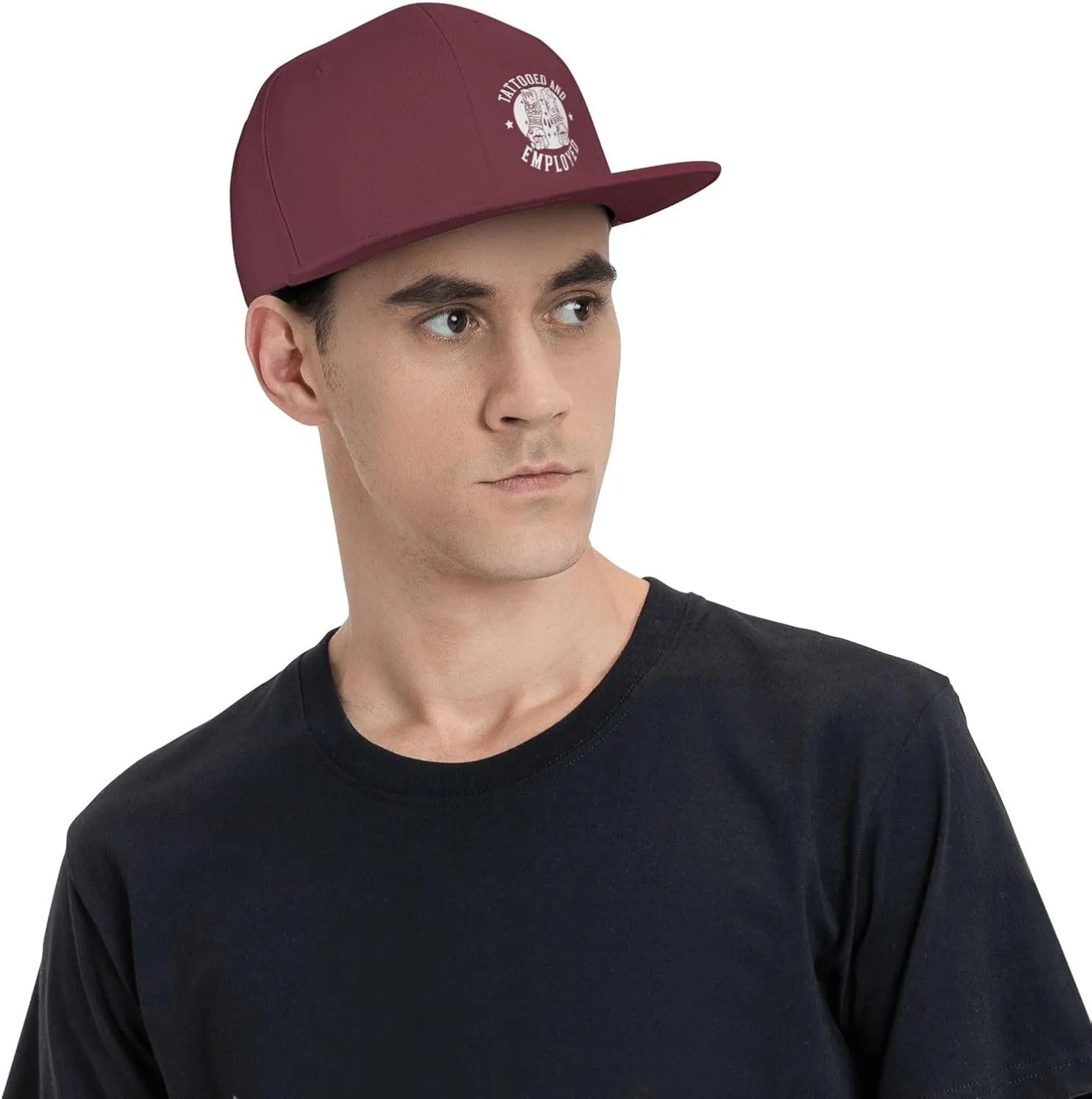 Tattooed and Employed Flat Bill Baseball Cap Funny Snapback Hat Hip Hop Adjustable Dad Trucker Hats