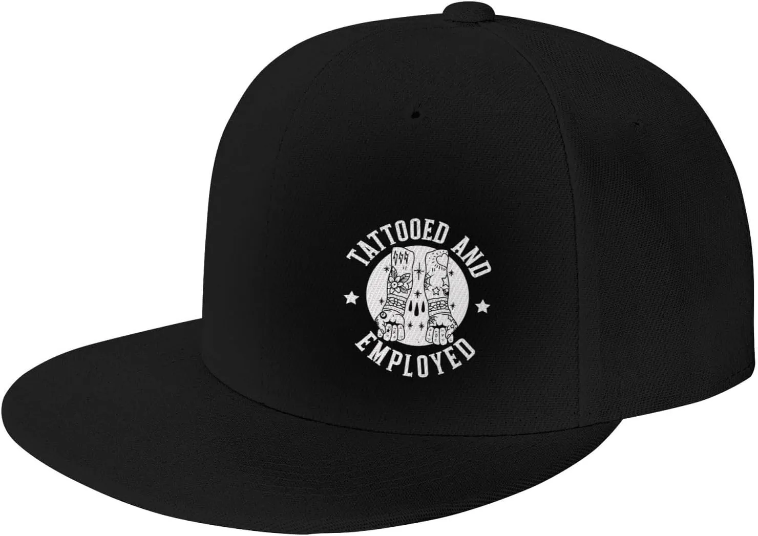 Tattooed and Employed Flat Bill Baseball Cap Funny Snapback Hat Hip Hop Adjustable Dad Trucker Hats