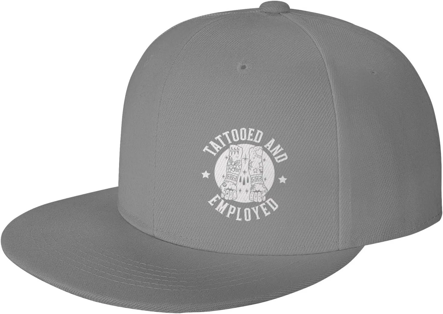 Tattooed and Employed Flat Bill Baseball Cap Funny Snapback Hat Hip Hop Adjustable Dad Trucker Hats