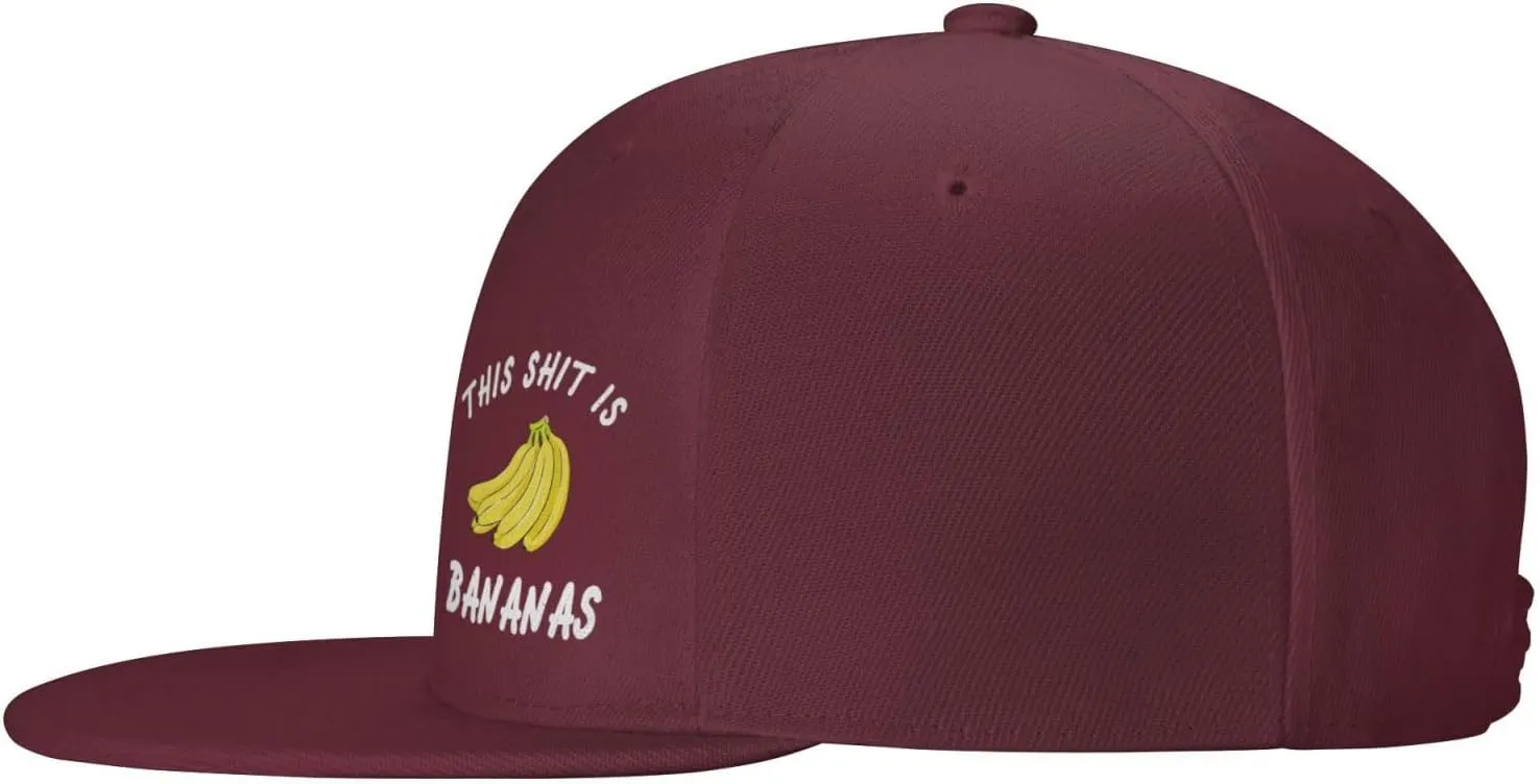 This Shit is Bananas Flat Bill Baseball Cap Funny Snapback Hat Hip Hop Adjustable Dad Trucker Hats