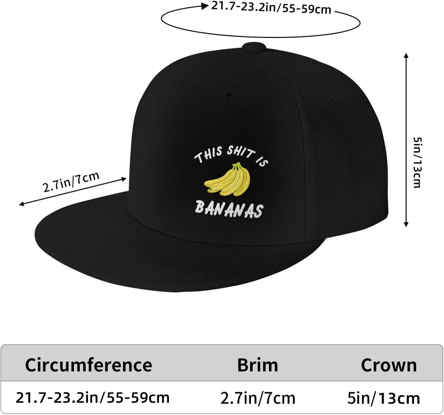 This Shit is Bananas Flat Bill Baseball Cap Funny Snapback Hat Hip Hop Adjustable Dad Trucker Hats