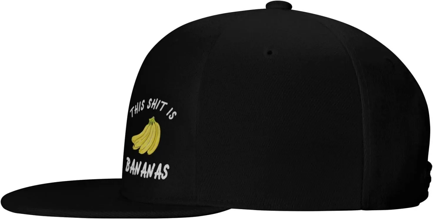 This Shit is Bananas Flat Bill Baseball Cap Funny Snapback Hat Hip Hop Adjustable Dad Trucker Hats