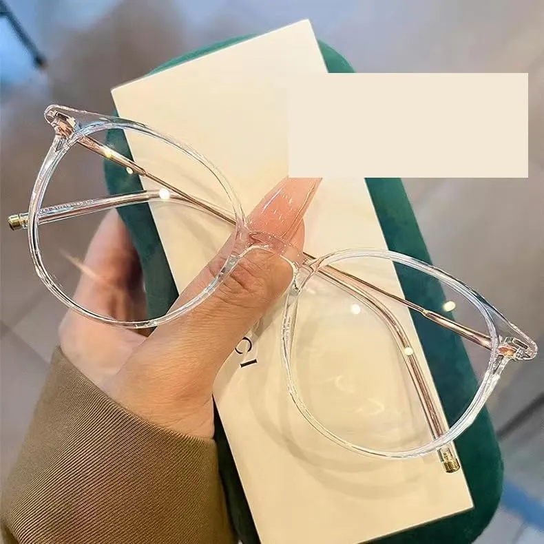 VENOAL Anti UV Presbyopia Round TR Large Frame Computer Reader Anti Blue Light Lenses Blue Light Blocker (Color : Clear-Gold, Size :  0.00)