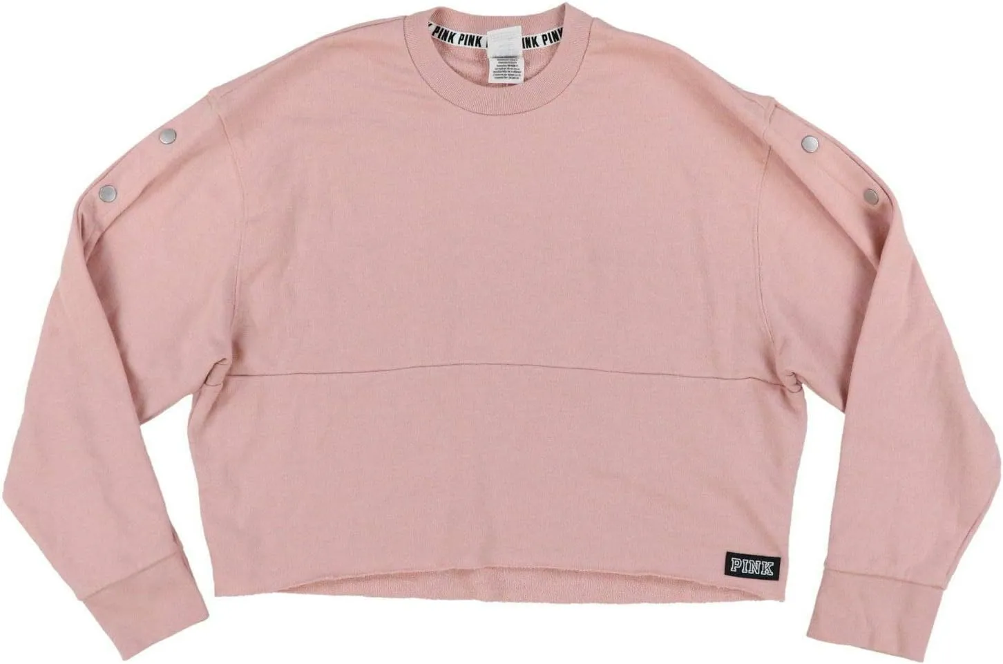 Victoria's Secret Pink Cropped Button Sleeve Sweatshirt (M, Soft Pink)