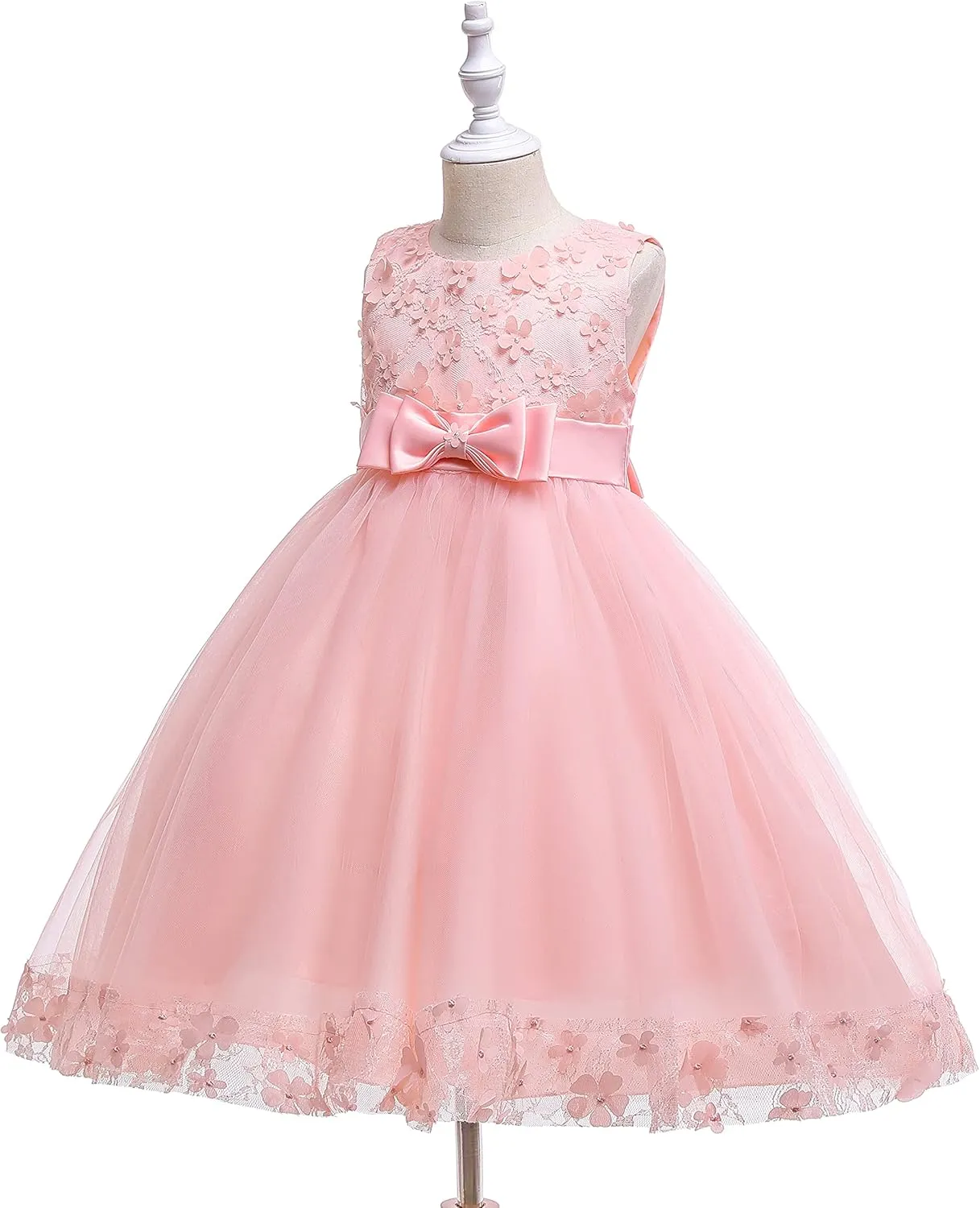 Weileenice Holiday Big/Little Girl Flower Lace A-line Wedding Party Dresses Kids Pageant Birthday Formal Dress