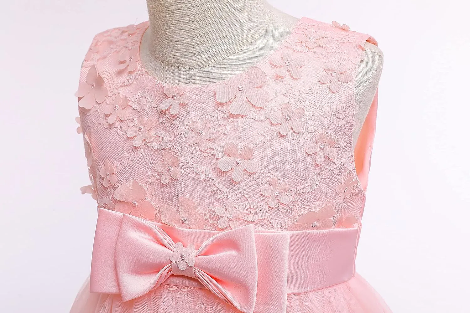Weileenice Holiday Big/Little Girl Flower Lace A-line Wedding Party Dresses Kids Pageant Birthday Formal Dress
