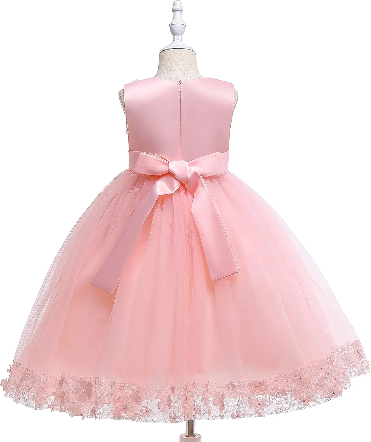 Weileenice Holiday Big/Little Girl Flower Lace A-line Wedding Party Dresses Kids Pageant Birthday Formal Dress