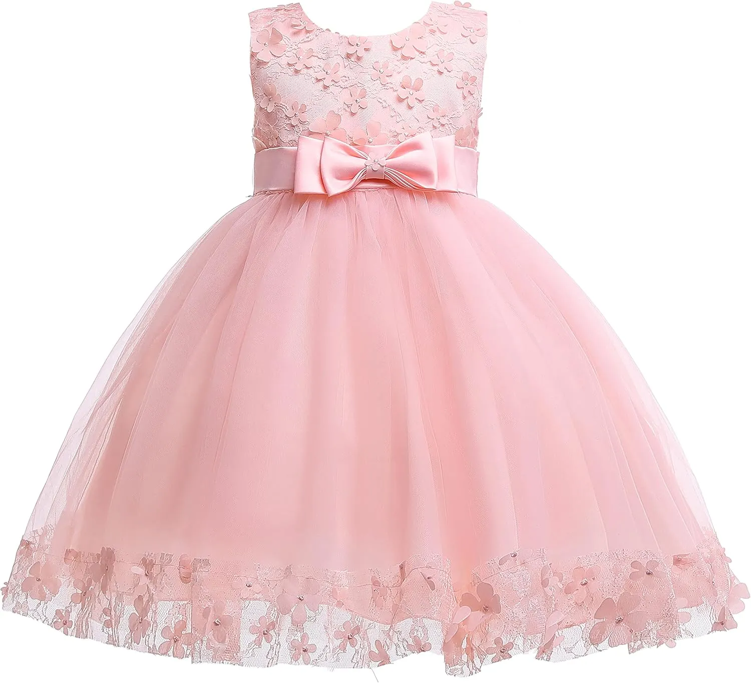 Weileenice Holiday Big/Little Girl Flower Lace A-line Wedding Party Dresses Kids Pageant Birthday Formal Dress