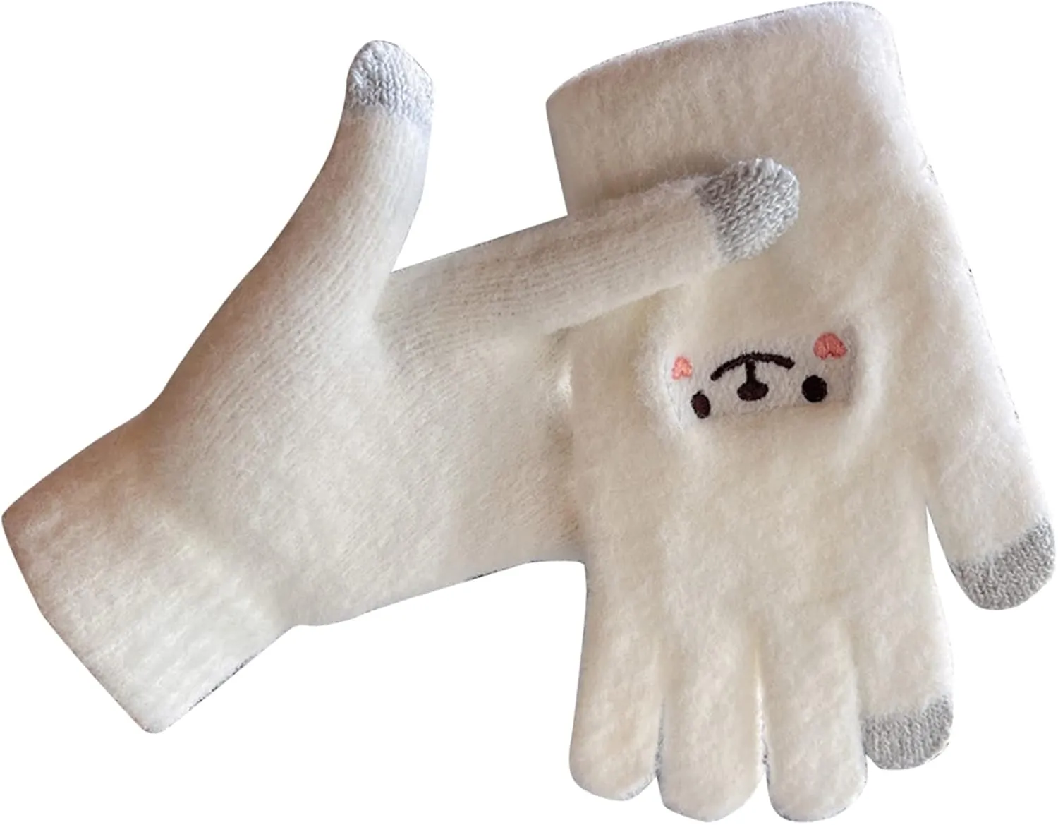 Women Girls Touchscreen Winter Gloves Soft Warm Knit Mittens Windproof Texting Gloves for Smartphone