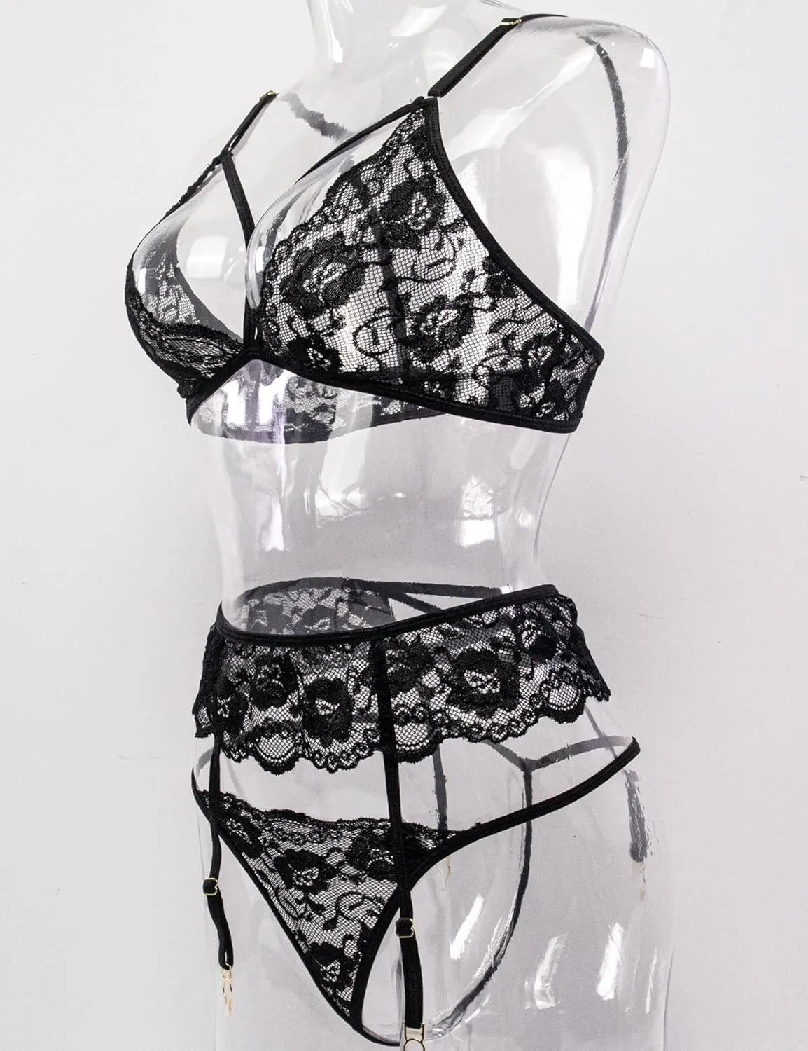 Women Lingerie with Stockings and Gloves or Eye-mask,Garter Belt Lingerie Set