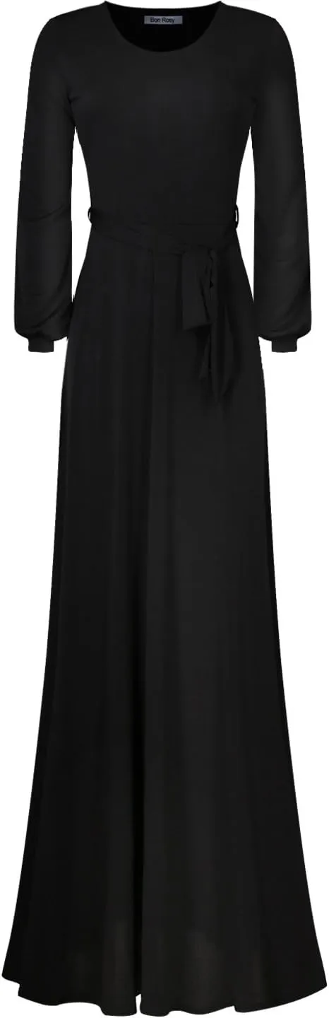 Women's 3/4 Sleeve Deep V-Neck Maxi Faux Wrap Solid Plus Size Dress