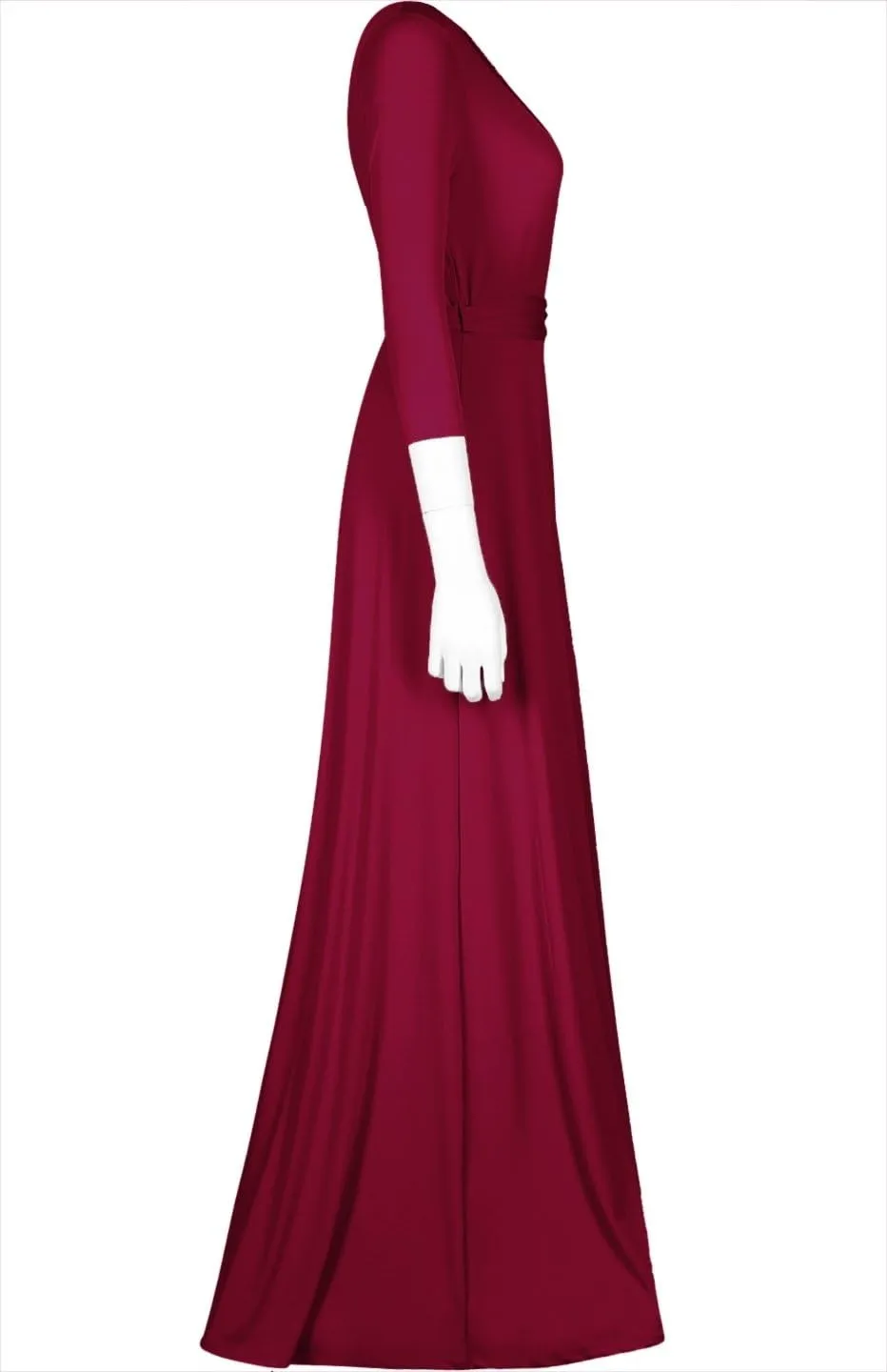 Women's 3/4 Sleeve Deep V-Neck Maxi Faux Wrap Solid Plus Size Dress