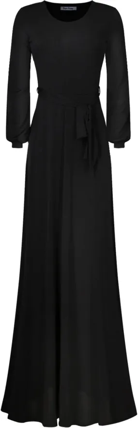 Women's 3/4 Sleeve Deep V-Neck Maxi Faux Wrap Solid Plus Size Dress